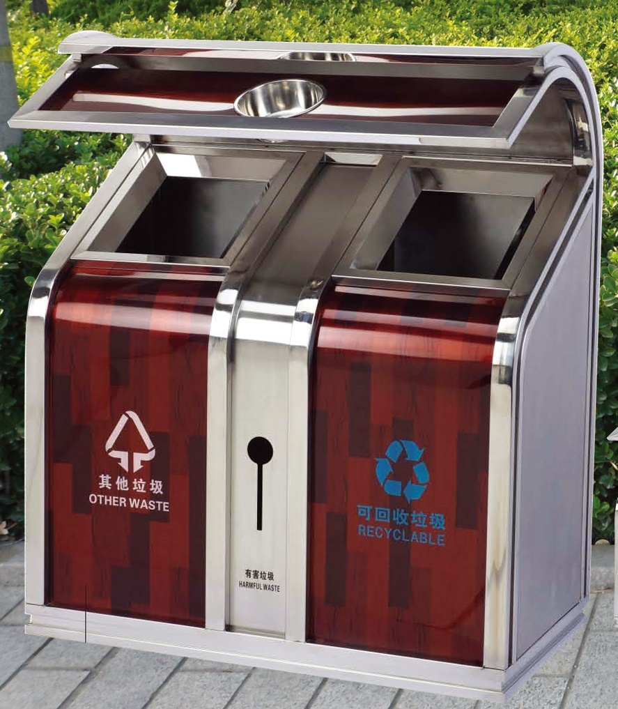 青島不銹鋼分類垃圾桶，煙臺(tái)不銹鋼果皮箱